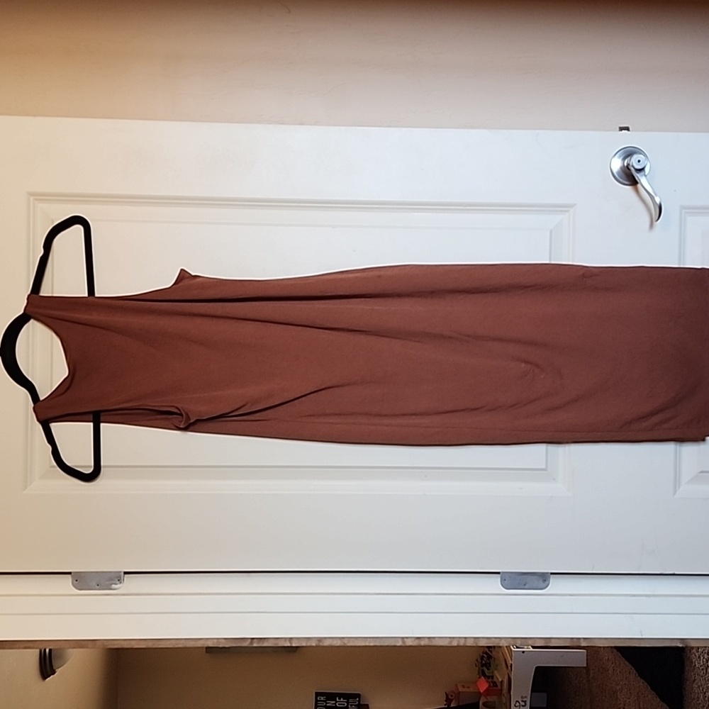 Good American Rust Brown Midi Tank Dress 2 M Ribbed - Picture 3 of 6